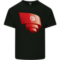 Curled Tunisia Flag Tunisian Day Football Kids T-Shirt Childrens Black