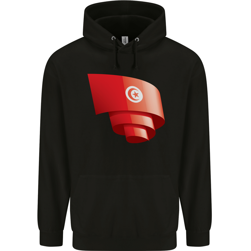 Curled Tunisia Flag Tunisian Day Football Mens 80% Cotton Hoodie Black
