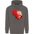 Curled Tunisia Flag Tunisian Day Football Mens 80% Cotton Hoodie Charcoal