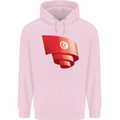 Curled Tunisia Flag Tunisian Day Football Mens 80% Cotton Hoodie Light Pink