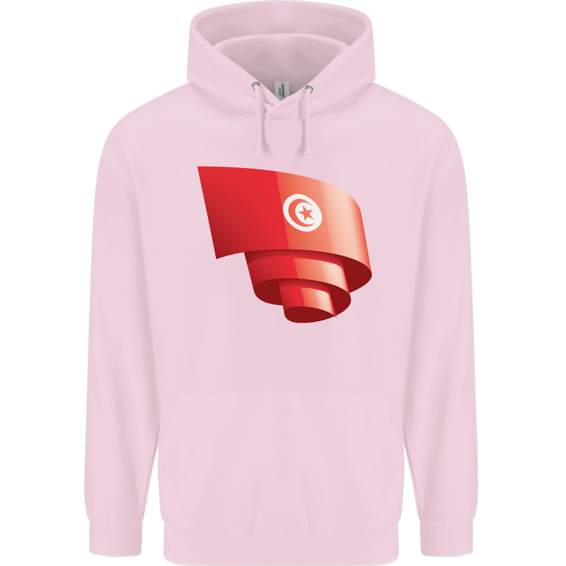 Curled Tunisia Flag Tunisian Day Football Mens 80% Cotton Hoodie Light Pink