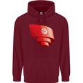 Curled Tunisia Flag Tunisian Day Football Mens 80% Cotton Hoodie Maroon