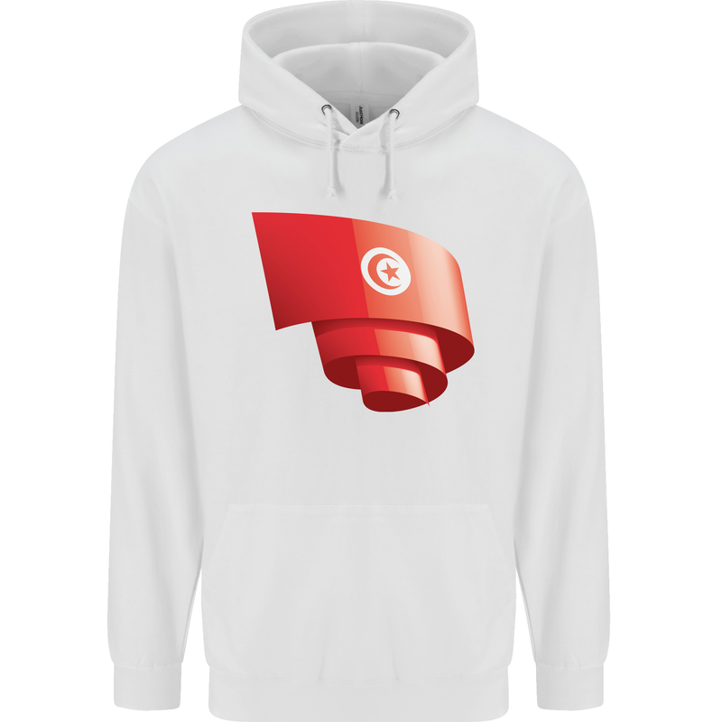 Curled Tunisia Flag Tunisian Day Football Mens 80% Cotton Hoodie White
