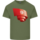 Curled Tunisia Flag Tunisian Day Football Mens Cotton T-Shirt Tee Top Military Green
