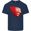 Curled Tunisia Flag Tunisian Day Football Mens Cotton T-Shirt Tee Top Navy Blue