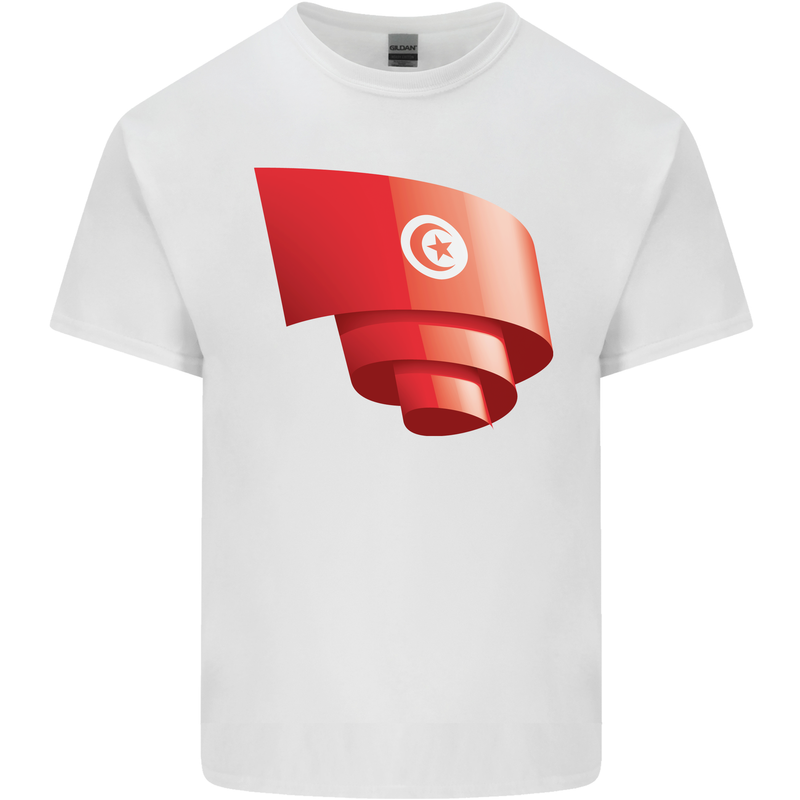 Curled Tunisia Flag Tunisian Day Football Mens Cotton T-Shirt Tee Top White