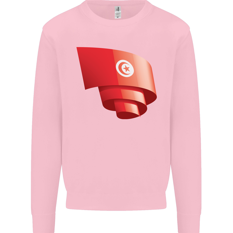 Curled Tunisia Flag Tunisian Day Football Mens Sweatshirt Jumper Light Pink