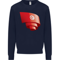 Curled Tunisia Flag Tunisian Day Football Mens Sweatshirt Jumper Navy Blue