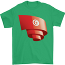 Curled Tunisia Flag Tunisian Day Football Mens T-Shirt 100% Cotton Irish Green