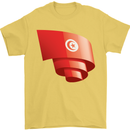 Curled Tunisia Flag Tunisian Day Football Mens T-Shirt 100% Cotton Yellow