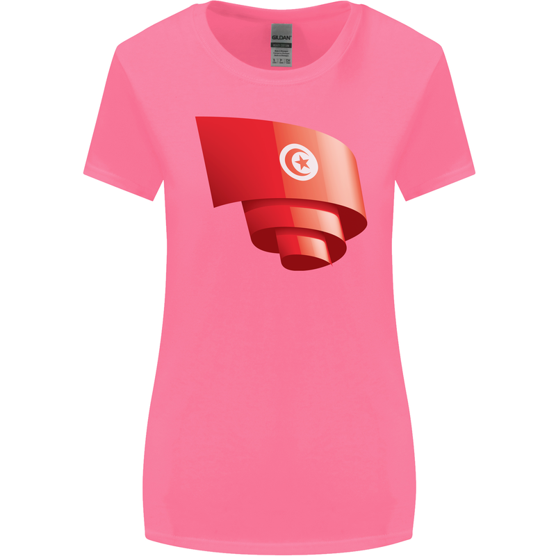 Curled Tunisia Flag Tunisian Day Football Womens Wider Cut T-Shirt Azalea