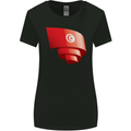 Curled Tunisia Flag Tunisian Day Football Womens Wider Cut T-Shirt Black