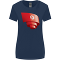 Curled Tunisia Flag Tunisian Day Football Womens Wider Cut T-Shirt Navy Blue
