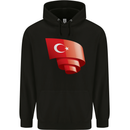 Curled Turkey Flag Turkish Day Football Childrens Kids Hoodie Black