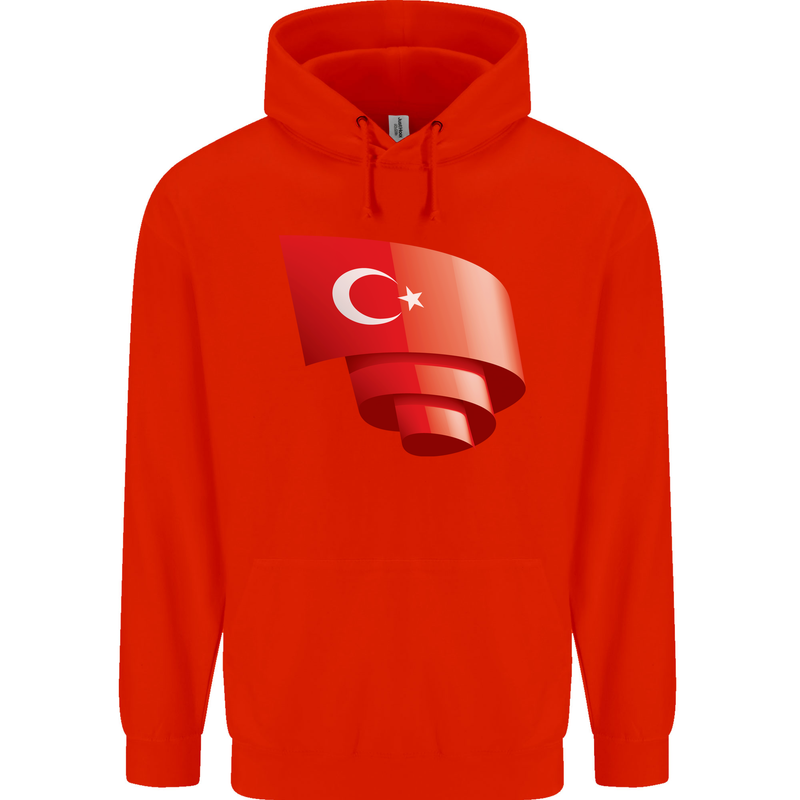 Curled Turkey Flag Turkish Day Football Childrens Kids Hoodie Bright Red