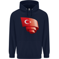 Curled Turkey Flag Turkish Day Football Childrens Kids Hoodie Navy Blue