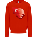 Curled Turkey Flag Turkish Day Football Kids Sweatshirt Jumper Bright Red