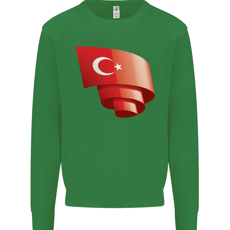 Curled Turkey Flag Turkish Day Football Kids Sweatshirt Jumper Irish Green