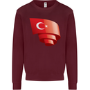 Curled Turkey Flag Turkish Day Football Kids Sweatshirt Jumper Maroon