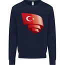Curled Turkey Flag Turkish Day Football Kids Sweatshirt Jumper Navy Blue