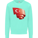 Curled Turkey Flag Turkish Day Football Kids Sweatshirt Jumper Peppermint