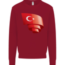 Curled Turkey Flag Turkish Day Football Kids Sweatshirt Jumper Red