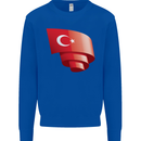 Curled Turkey Flag Turkish Day Football Kids Sweatshirt Jumper Royal Blue