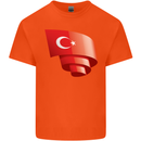 Curled Turkey Flag Turkish Day Football Kids T-Shirt Childrens Orange