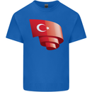 Curled Turkey Flag Turkish Day Football Kids T-Shirt Childrens Royal Blue