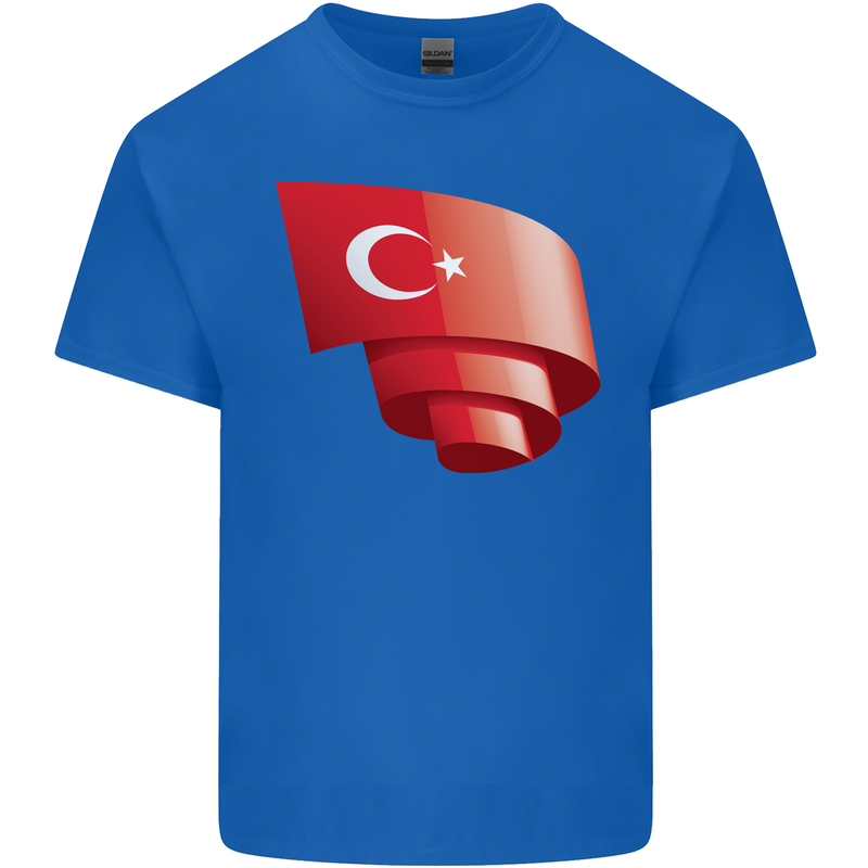 Curled Turkey Flag Turkish Day Football Kids T-Shirt Childrens Royal Blue