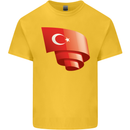 Curled Turkey Flag Turkish Day Football Kids T-Shirt Childrens Yellow