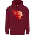 Curled Turkey Flag Turkish Day Football Mens 80% Cotton Hoodie Maroon