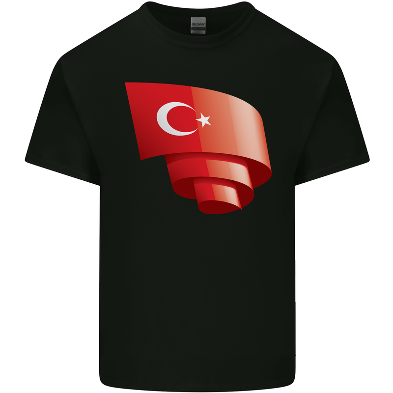 Curled Turkey Flag Turkish Day Football Mens Cotton T-Shirt Tee Top Black