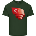 Curled Turkey Flag Turkish Day Football Mens Cotton T-Shirt Tee Top Forest Green