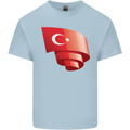 Curled Turkey Flag Turkish Day Football Mens Cotton T-Shirt Tee Top Light Blue