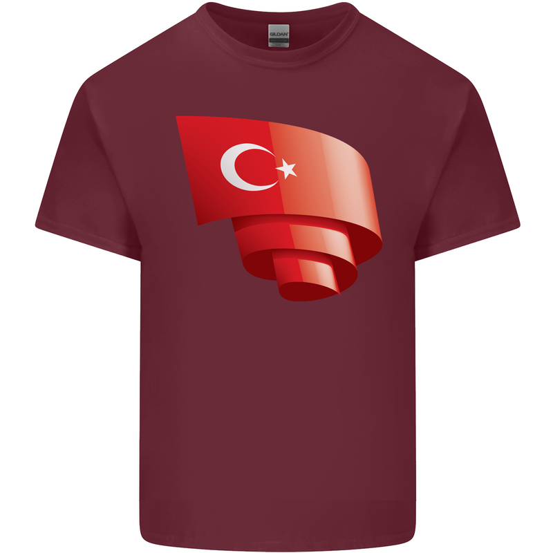 Curled Turkey Flag Turkish Day Football Mens Cotton T-Shirt Tee Top Maroon