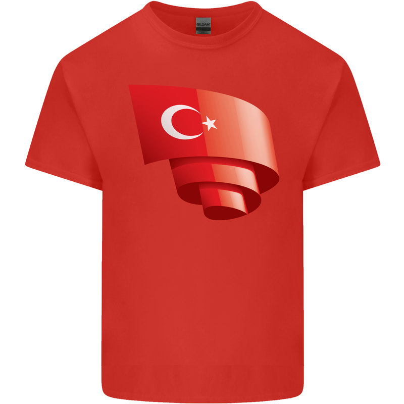 Curled Turkey Flag Turkish Day Football Mens Cotton T-Shirt Tee Top Red
