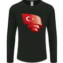 Curled Turkey Flag Turkish Day Football Mens Long Sleeve T-Shirt Black