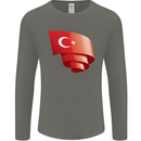 Curled Turkey Flag Turkish Day Football Mens Long Sleeve T-Shirt Charcoal
