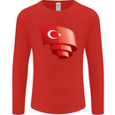 Curled Turkey Flag Turkish Day Football Mens Long Sleeve T-Shirt Red