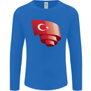 Curled Turkey Flag Turkish Day Football Mens Long Sleeve T-Shirt Royal Blue