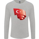 Curled Turkey Flag Turkish Day Football Mens Long Sleeve T-Shirt Sports Grey