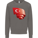 Curled Turkey Flag Turkish Day Football Mens Sweatshirt Jumper Charcoal