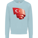 Curled Turkey Flag Turkish Day Football Mens Sweatshirt Jumper Light Blue
