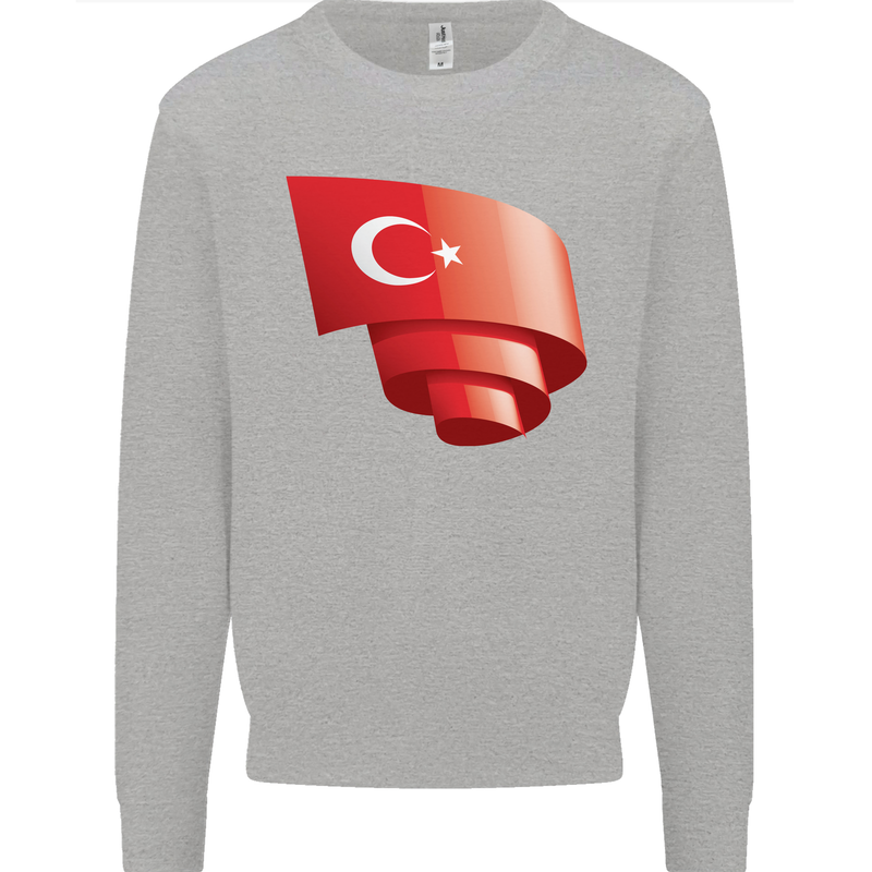 Curled Turkey Flag Turkish Day Football Mens Sweatshirt Jumper Sports Grey