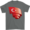 Curled Turkey Flag Turkish Day Football Mens T-Shirt 100% Cotton Charcoal