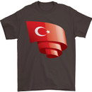 Curled Turkey Flag Turkish Day Football Mens T-Shirt 100% Cotton Dark Chocolate