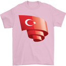 Curled Turkey Flag Turkish Day Football Mens T-Shirt 100% Cotton Light Pink