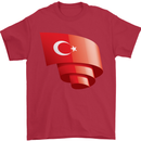 Curled Turkey Flag Turkish Day Football Mens T-Shirt 100% Cotton Red