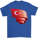 Curled Turkey Flag Turkish Day Football Mens T-Shirt 100% Cotton Royal Blue